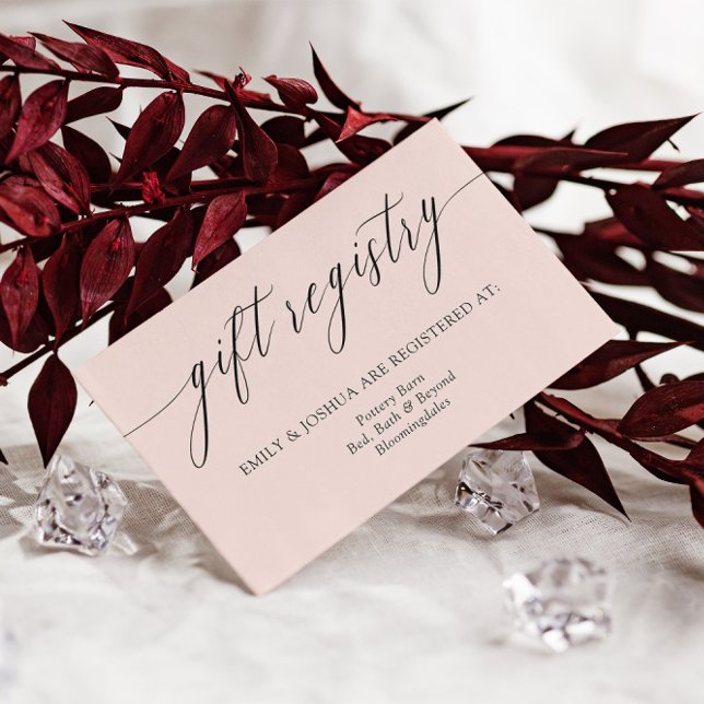 Blush Elegant Minimalistisch Calligraphy Gift Regi Begleitkarte (Von Creator hochgeladen)