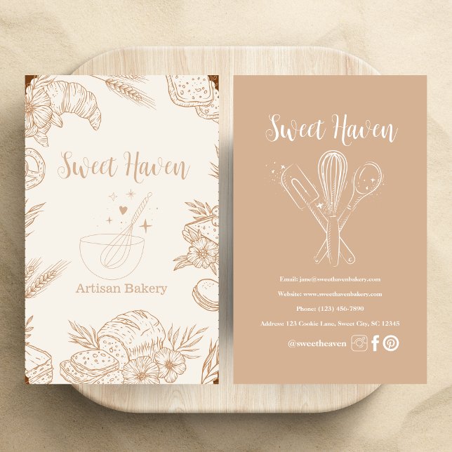 Blush Elegante Minimalistisch Cooking Utensil Bäck Visitenkarte (Von Creator hochgeladen)