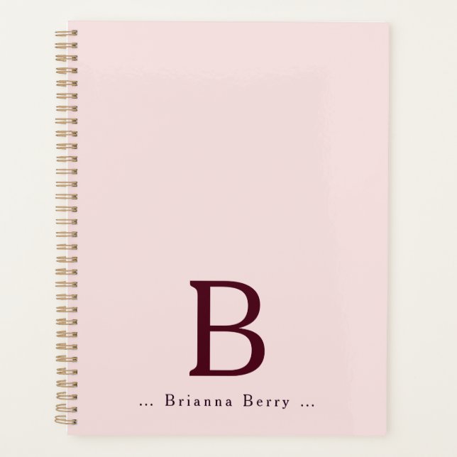 Blush Elegante Monogram Name Planer (Vorderseite)