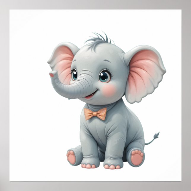 Blush Elephant Baby Room Poster – Animal Nursery  (Vorne)