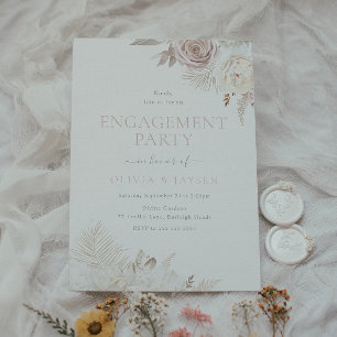 Blush & Elfenbeinblume-Engagement-Party Einladung