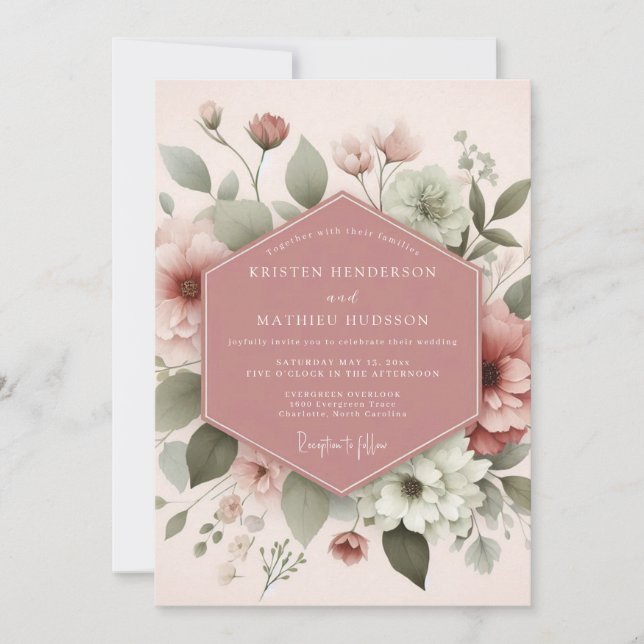 Blush Ethereal Bloom Hochzeit Einladung (Vorderseite)