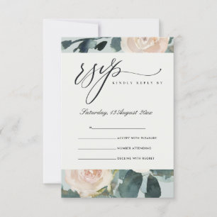 BLUSH EUCALYPTUS ROSE KRAFT GRAY WEDD RSVP KARTE