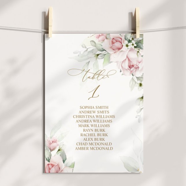 Blush & Eukalyptus Tischnummer 1 Sitzkarte (Von Creator hochgeladen)