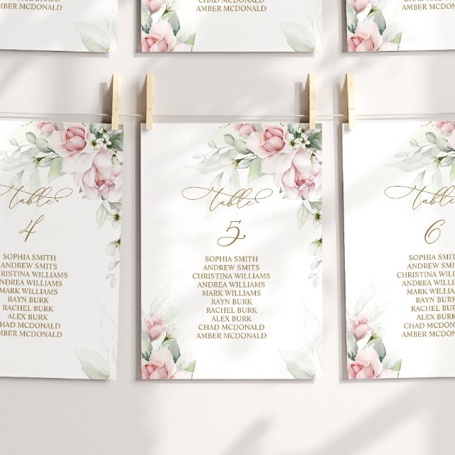 Blush & Eukalyptus Tischnummer 5 Sitzplakette (Von Creator hochgeladen)