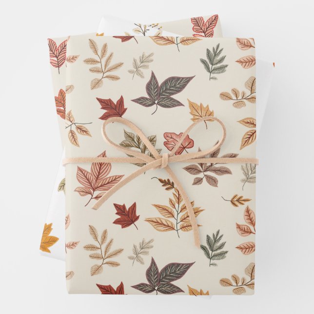Blush Fall Leaves Pattern  Geschenkpapier Set (Beispiel)
