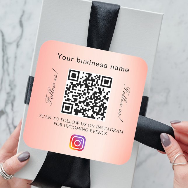 Blush-Firmenname qr-Codeinstagramm Quadratischer Aufkleber (Von Creator hochgeladen)