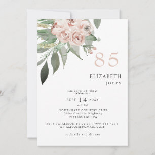 Blush Floral 85. Geburtstagsparty Einladung