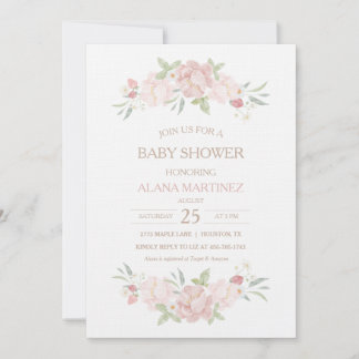 Blush Floral Baby Dusche Einladung