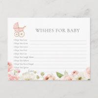Blush Floral Baby Dusche Wünsche für Babykarte