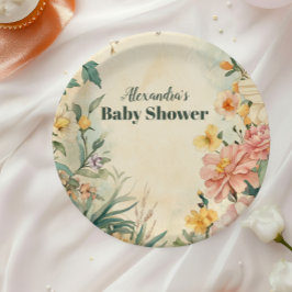 Blush Floral Baby in Bloom Baby Dusche Pappteller
