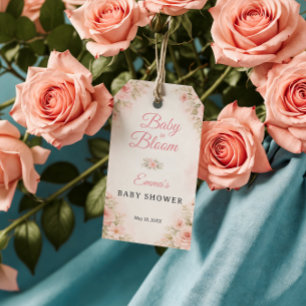 Blush Floral Baby in Bloom Geschenkkarte Geschenkanhänger