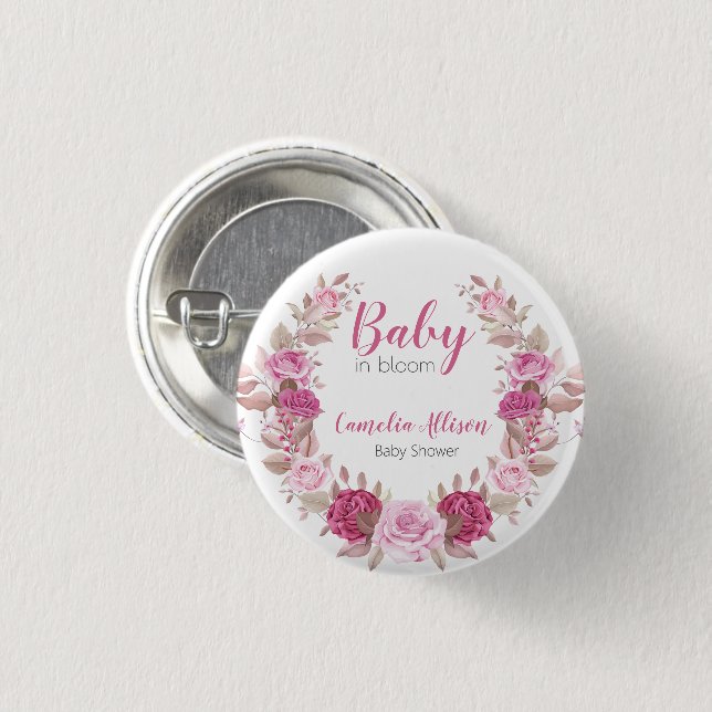 Blush Floral Baby Shooting Button (Vorne & Hinten)