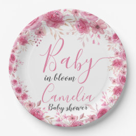 Blush Floral Baby Shower Paper Plate Pappteller