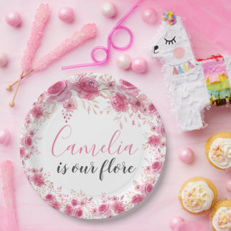 Blush Floral Baby Shower Paper Plate Pappteller