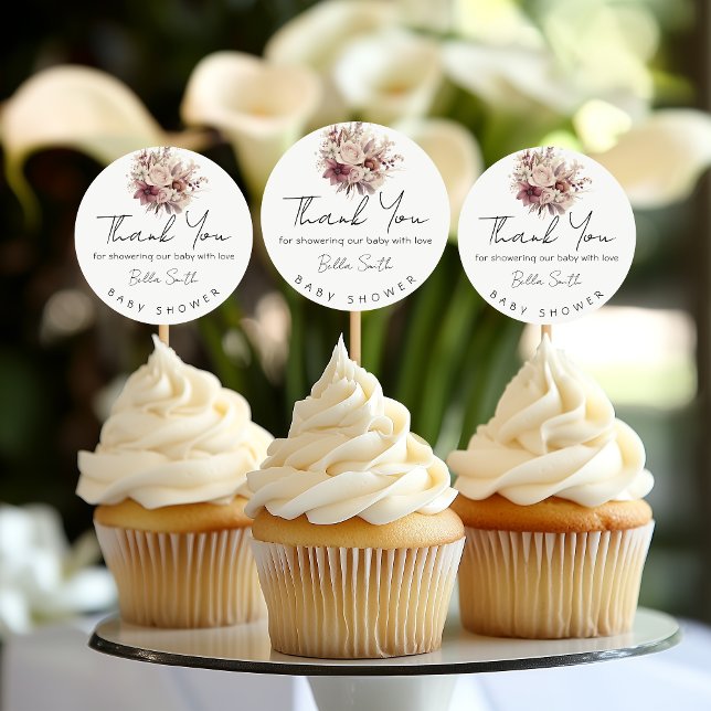 Blush Floral Baby Shower Thank You Runder Aufkleber (Von Creator hochgeladen)