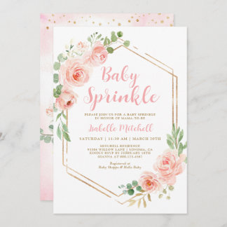 Blush Floral Baby Sprinkle Einladung