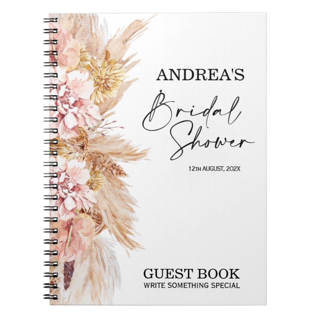 Blush Floral Boho Brautparty Guest Notebook Notizblock (Vorderseite)