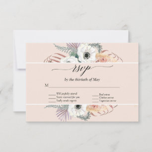 Blush Floral Boho Pampas Grass Palm Foliage UAWG RSVP Karte