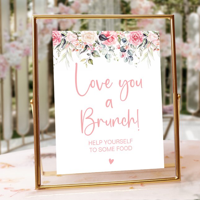 Blush Floral Brautparty Brunch Zeichen Poster (Von Creator hochgeladen)
