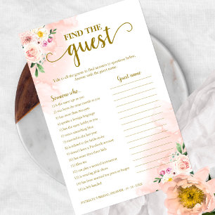 Blush Floral Brautparty Finden Sie das Gast Game Flyer
