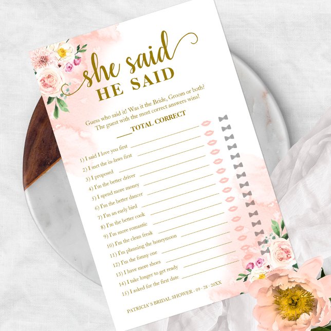 Blush Floral Brautparty sagte er sagte, sie sagte  Flyer (Von Creator hochgeladen)