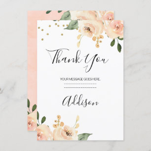 Blush Floral Bridal Danke Karte