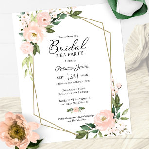 Blush Floral Bridal Tea Party Einladung