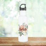 Blush Floral Bride Edelstahlflasche<br><div class="desc">Mehrere Farben sind verfügbar. Personalisieren Sie Ihre Daten mit Ihrem Namen oder Titel.</div>