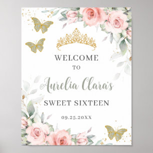 Blush Floral Butterfliegen Sage Green 16 . Geburts Poster
