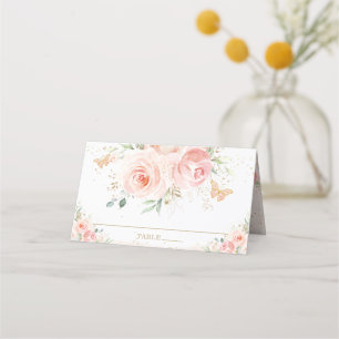 Blush Floral Butterflies Quinceañera 16 Geburtstag Platzkarte