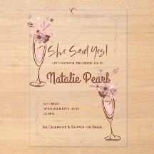 Blush Floral Champagne She Said Yes Bridal Shower