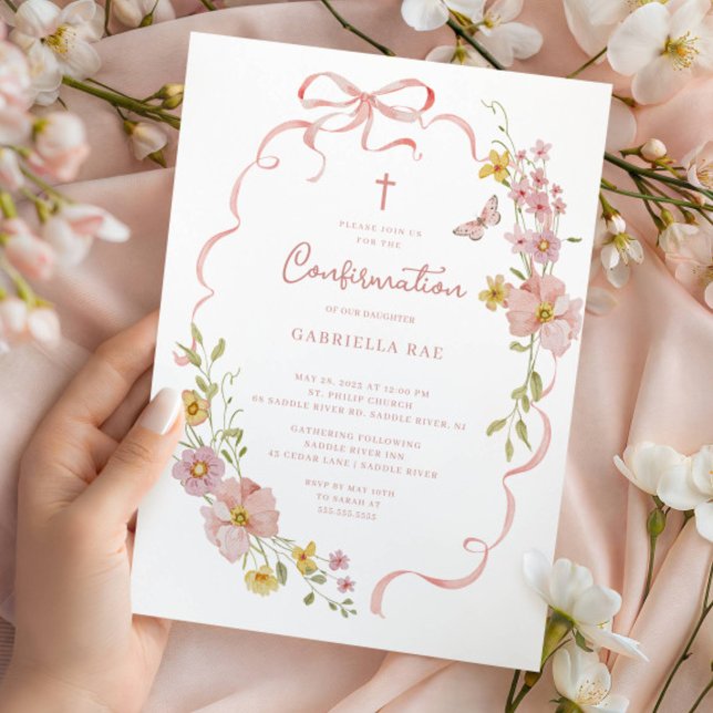 Blush Floral Confirmation Invitation Einladung (Von Creator hochgeladen)