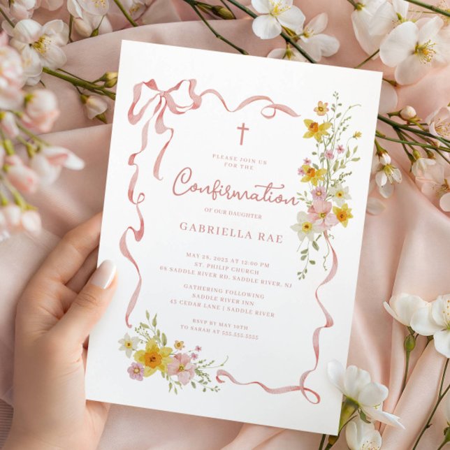 Blush Floral Confirmation Invitation Einladung (Von Creator hochgeladen)