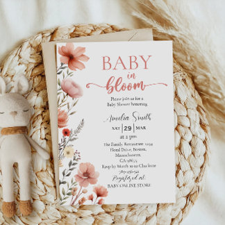 Blush Floral Elegantes Baby in Blütendusche Einladung
