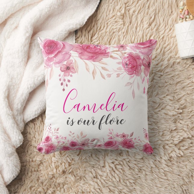 Blush Floral Elegantes Kissen für Babydusche (Decke)