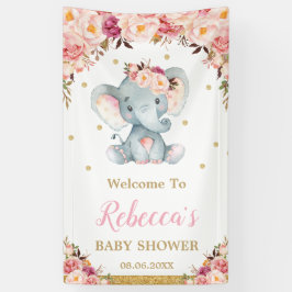 Blush Floral Elephant Baby Dusche Party Hintergrun Banner