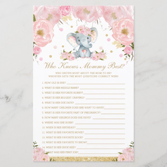 Blush Floral Elephant, der Mommy Best Game kennt (Vorderseite)