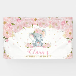 Blush Floral Elephant Geburtstagskarte Hintergrund Banner