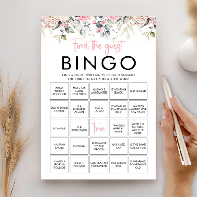 Blush Floral Finden Sie die Bingo Game Card Einladung (Von Creator hochgeladen)