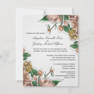 Blush Floral Formal Hochzeit Einladung