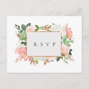 Blush Floral Frame Wedding RSVP Song Anfrage Einladungspostkarte