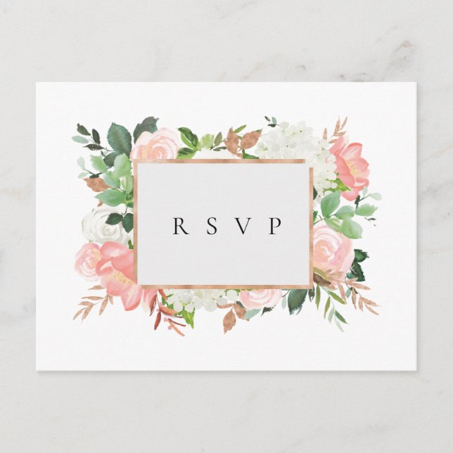 Blush Floral Frame Wedding RSVP Song Anfrage Einladungspostkarte (Vorderseite)
