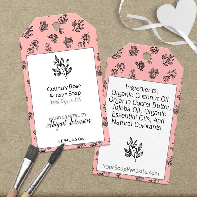 🧼 🌿 🌹 Blush Floral Geschenktasten für Handmade  Geschenkanhänger (🧼🌿 🌹 Blush Floral Gift Tags for Handmade Soap
)