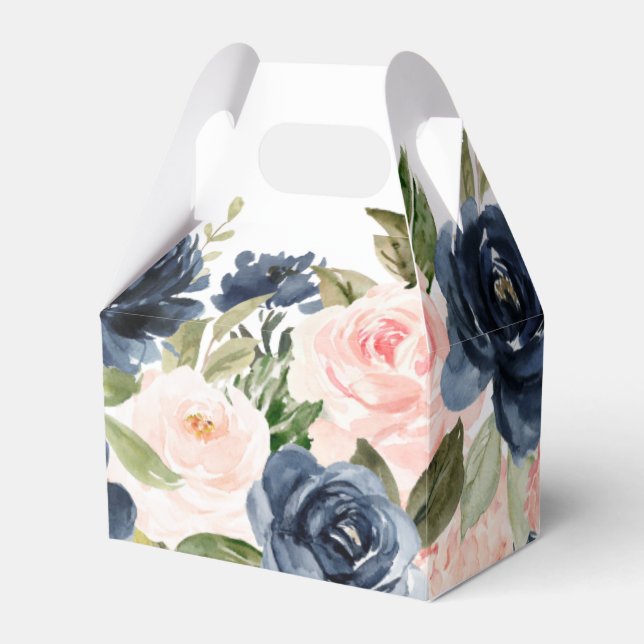 Blush Floral Gevor Box Dusty Blue Favoriten Geschenkschachtel (Vorderseite)
