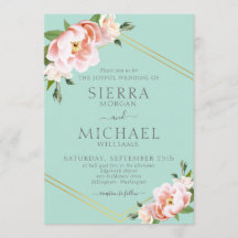 Blush Floral Gold Geometric Mint Green Wedding