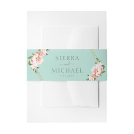 Blush Floral Gold Geometric Mint Green Wedding Einladungsbanderole