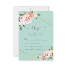 Blush Floral Gold Geometric Mint Green Wedding