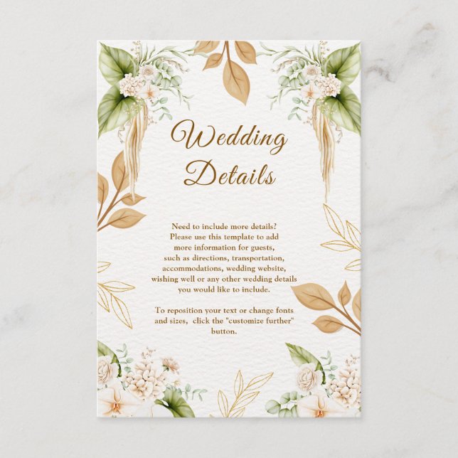 Blush Floral Gold Geometric wedding Begleitkarte (Vorderseite)