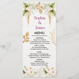 Blush Floral Gold Geometric wedding Menükarte